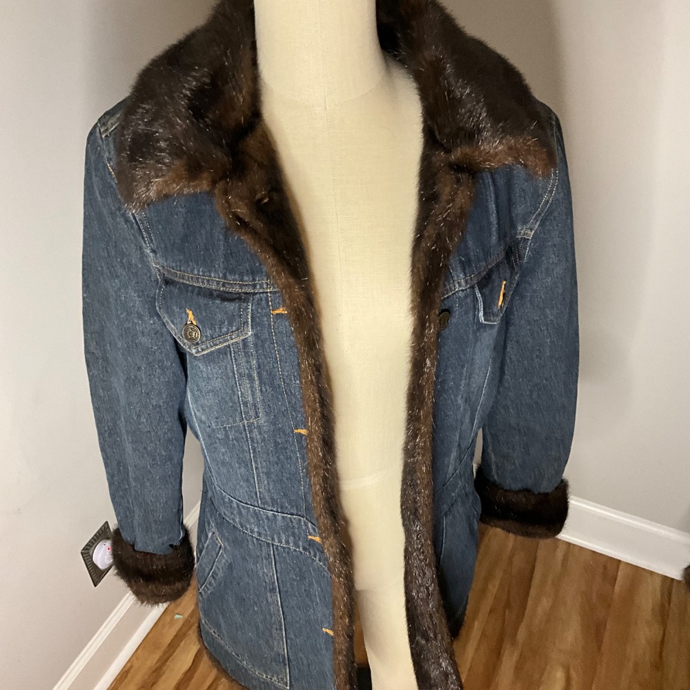 Faux Mink and Denim Jacket - Picture 4 of 8